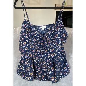 Smocked Tank Top XXL‎ Plus Babydoll Adjustable Straps BEACHY Cottage Ruffle Boho